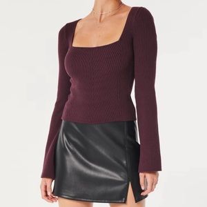 Burgundy Square Neck Sweater Size Large